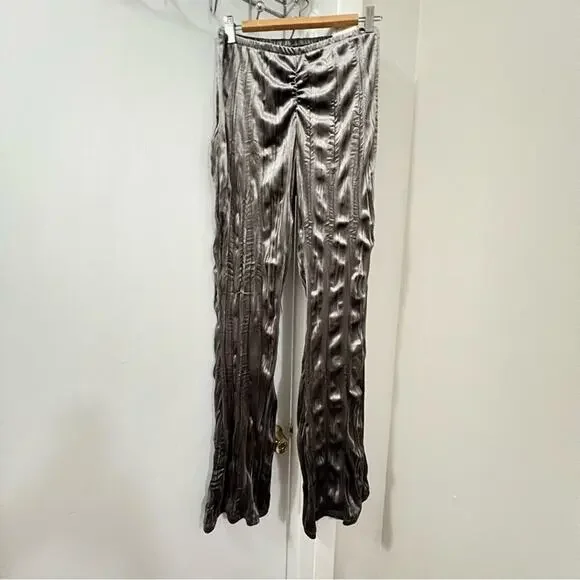 Zara Grey Velvet Flare Pants Size Medium - Picture 8 of 13